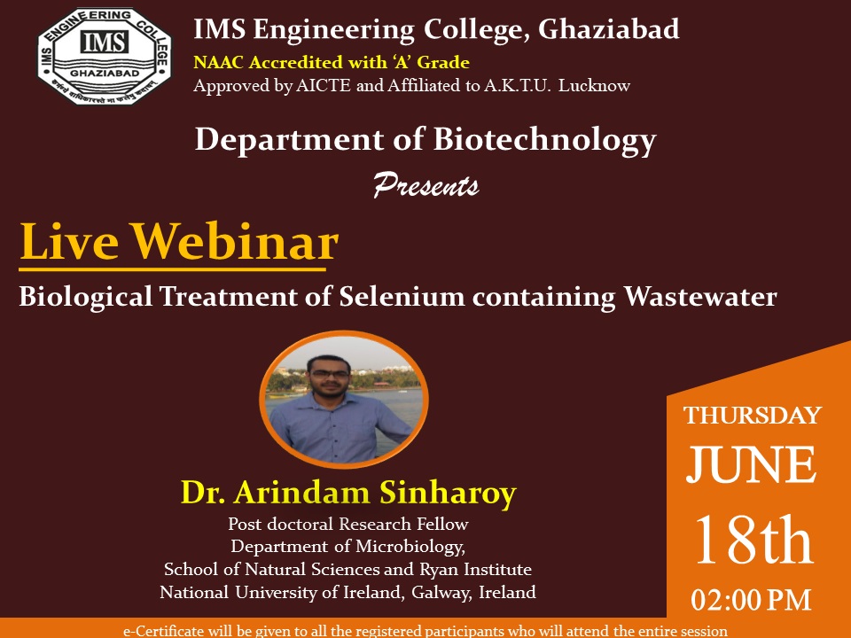 Webinar on Biological Treatment of Selenium containing Wastewater on  17 June 2020