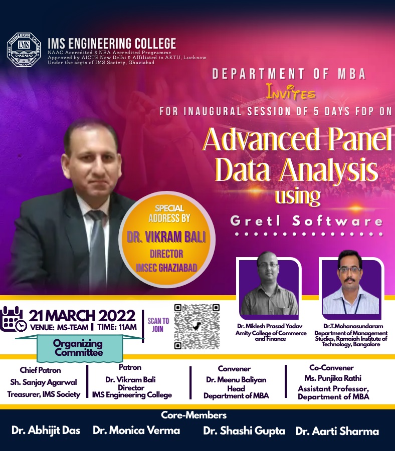 Inauguration session online FDP on Advance Panel Data Analysis