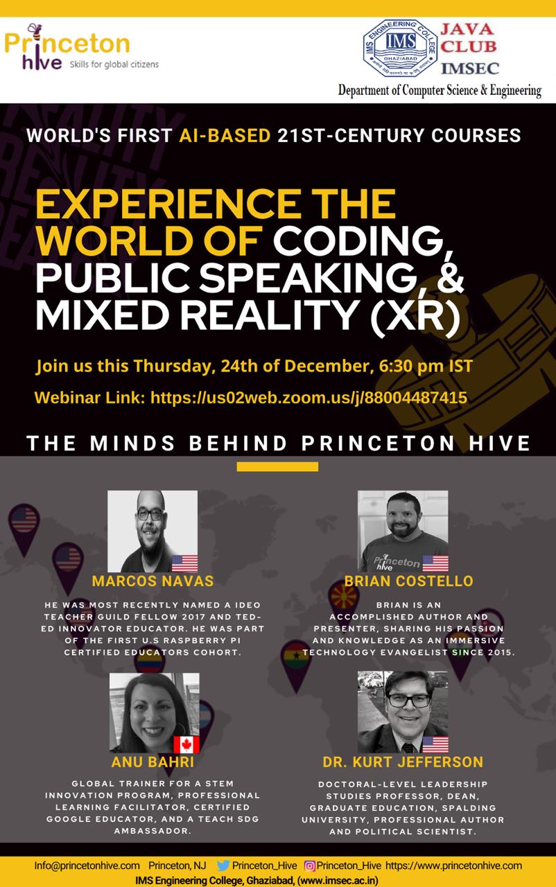 Webinar on Experience the world of coding, Public speaking, & Mixed Reality XR on 24-12-2020