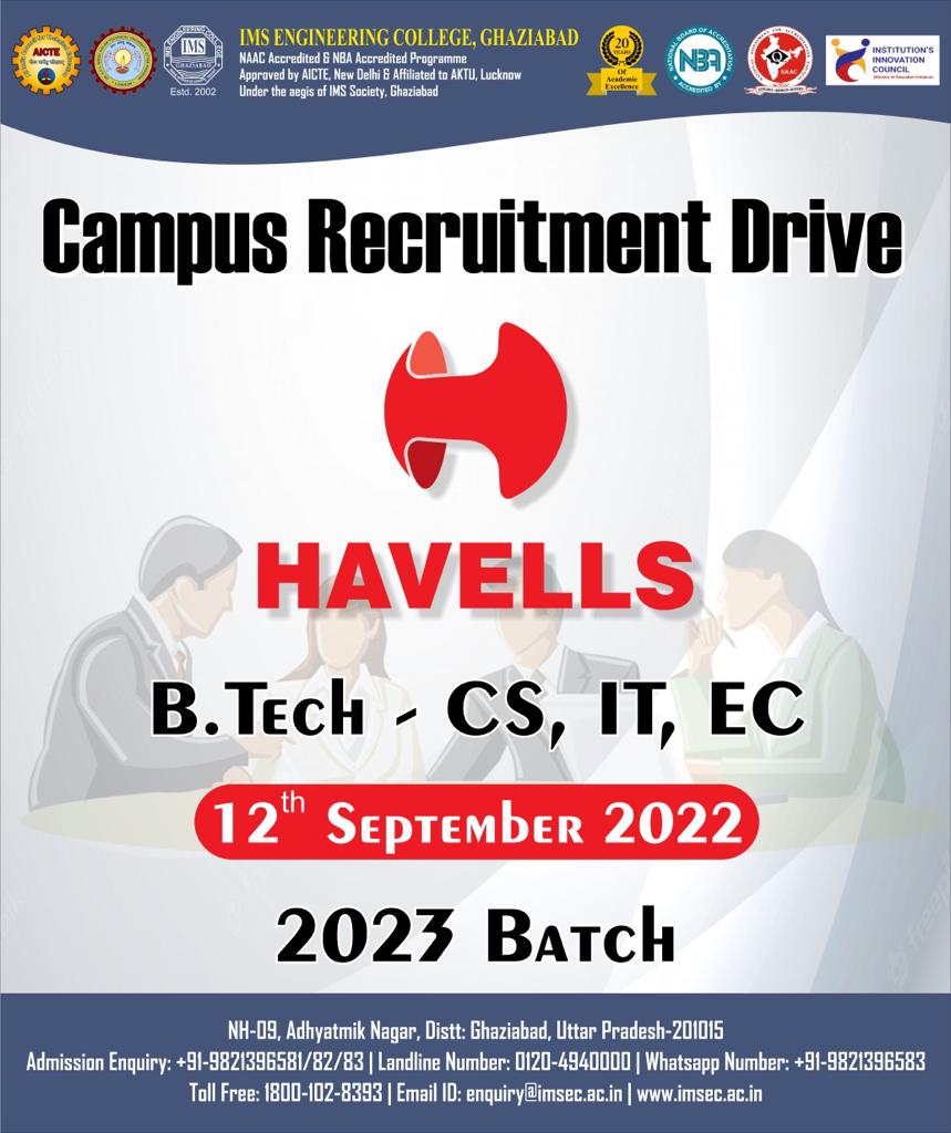 Campus Recruitment Drive of Havells
