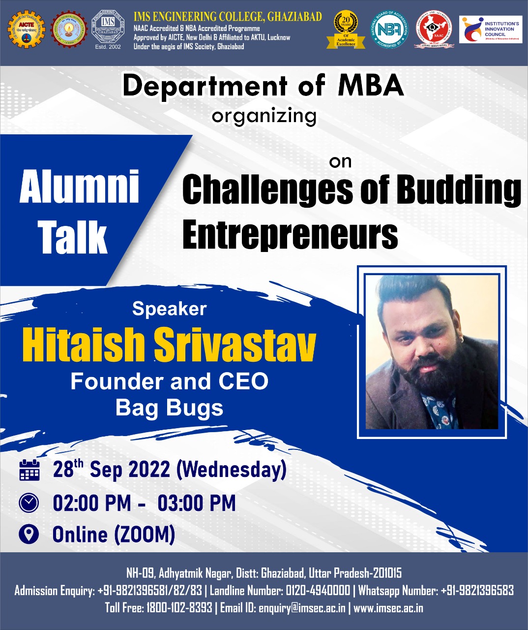 Alumni talk on Challenges of Budding Entrepreneurs