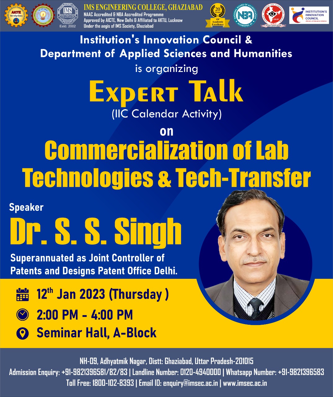 Expert talk on the theme of Commercialization of Lab Technologies & Tech-Transfer