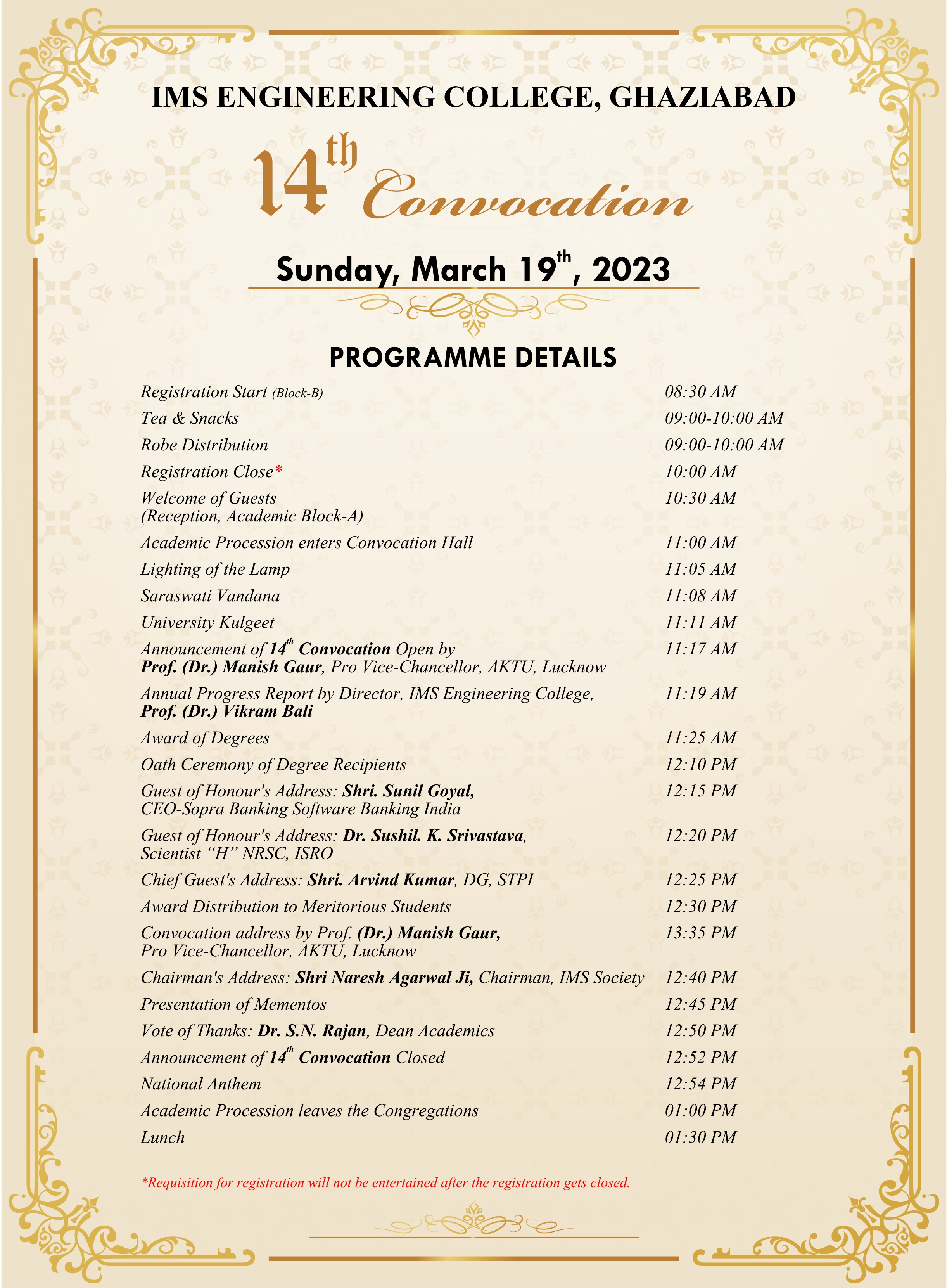 14th Convocation 2023 !  Schedule & Programme Details