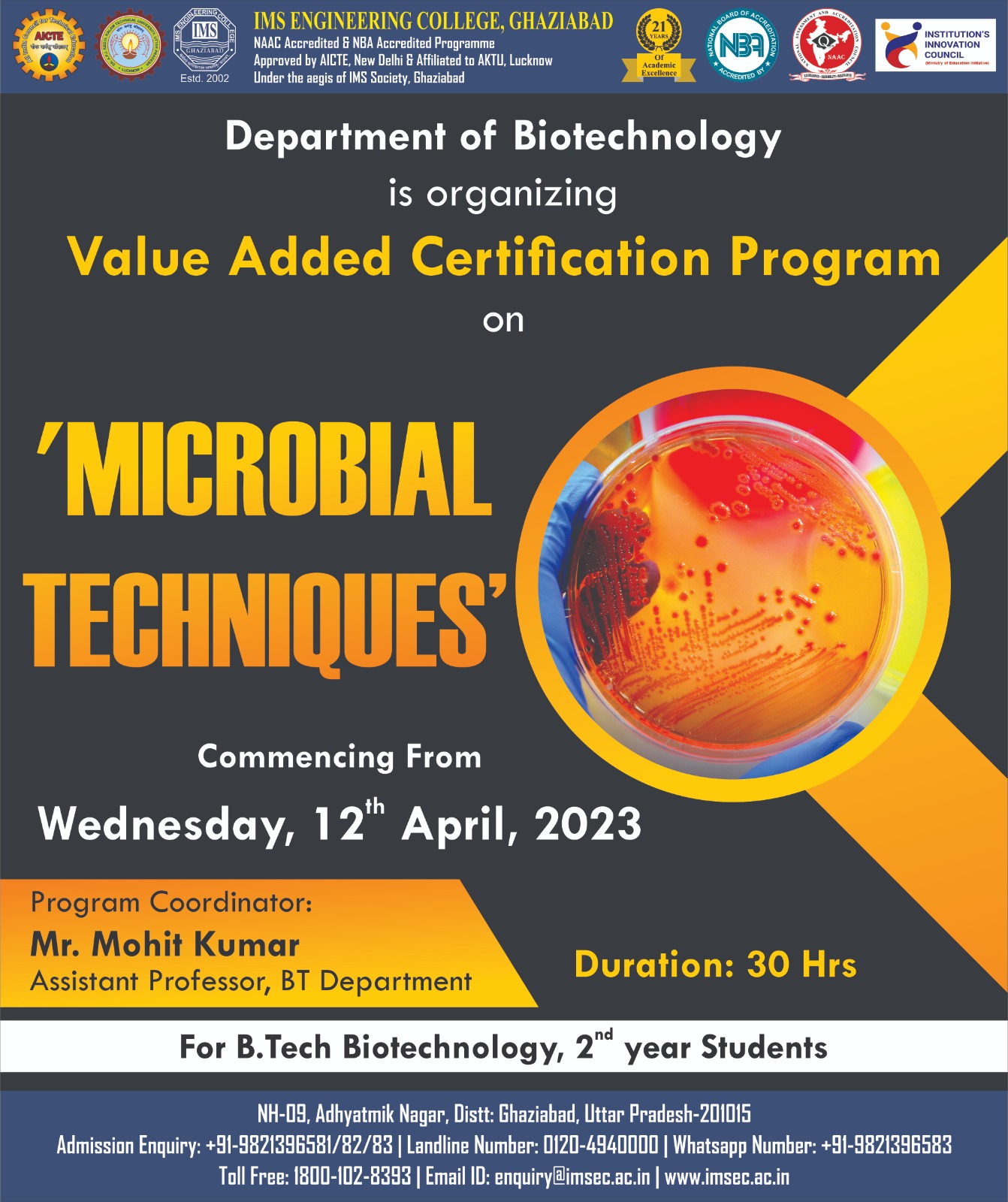 Value Added Certification Program on Aqua-ponic Culture’ and ‘Microbial Techniques’
