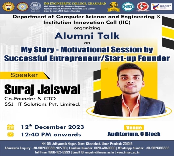 A Seminar on the topic My Story- Motivational Session by a Successful Entrepreneur