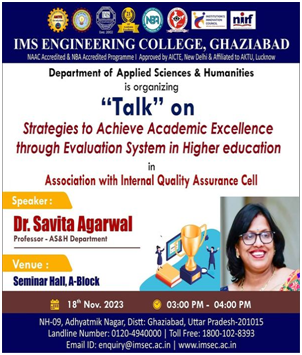 Expert talk on Strategies to Achieve Academic Excellence through Evaluating System in Higher Education