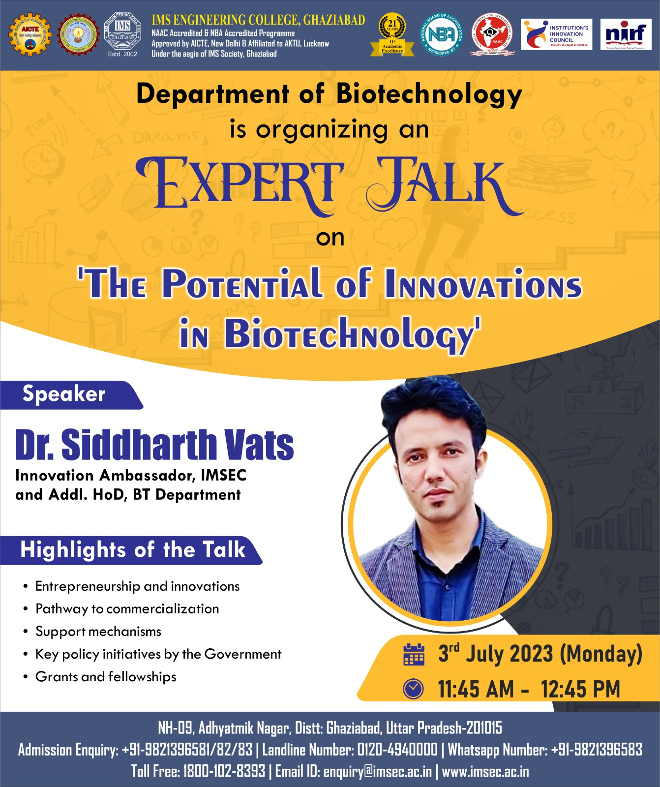 Expert talk on Potential of Innovations in Biotechnology