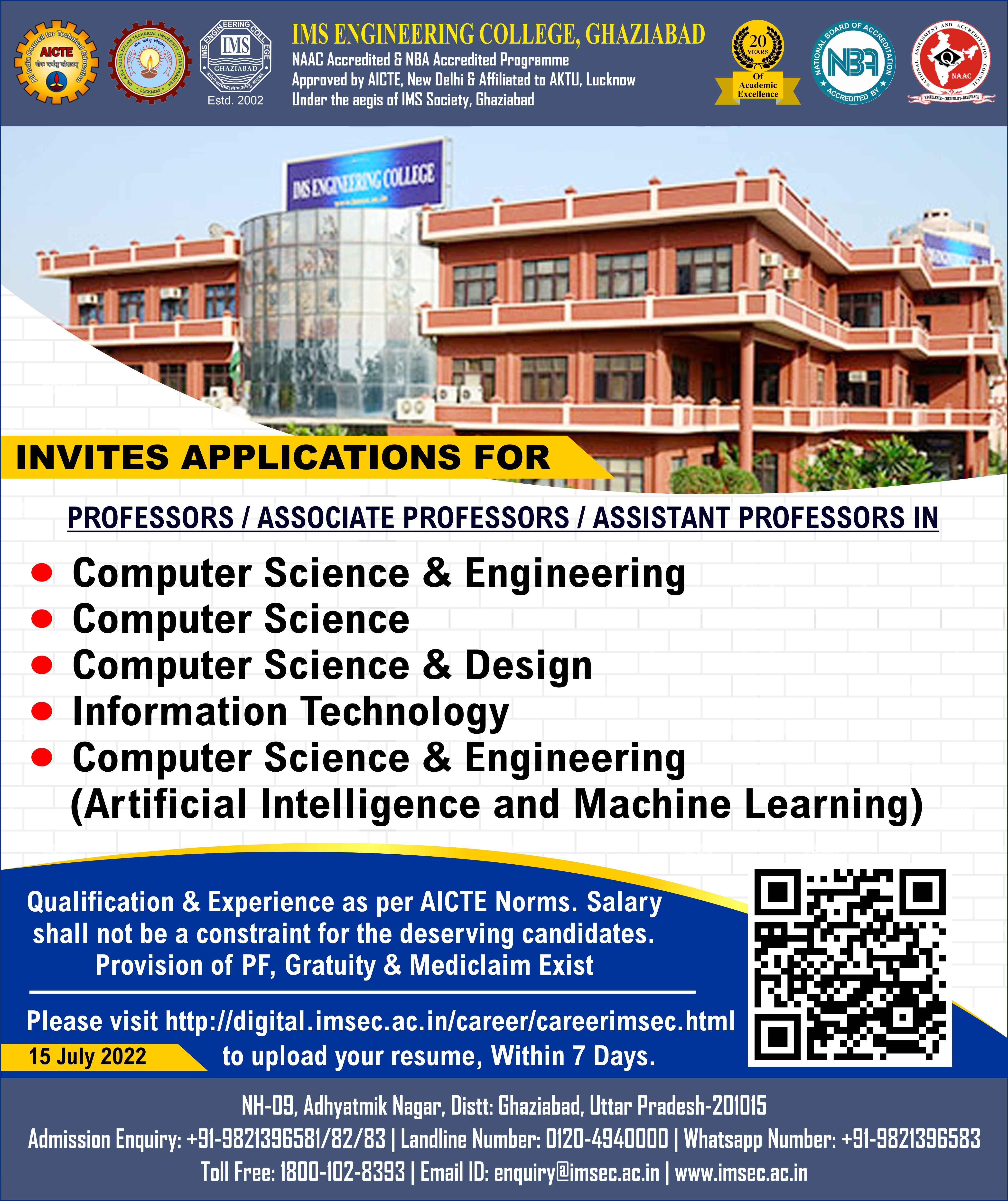 IMS Engineering College Invites Application for Various Posts.