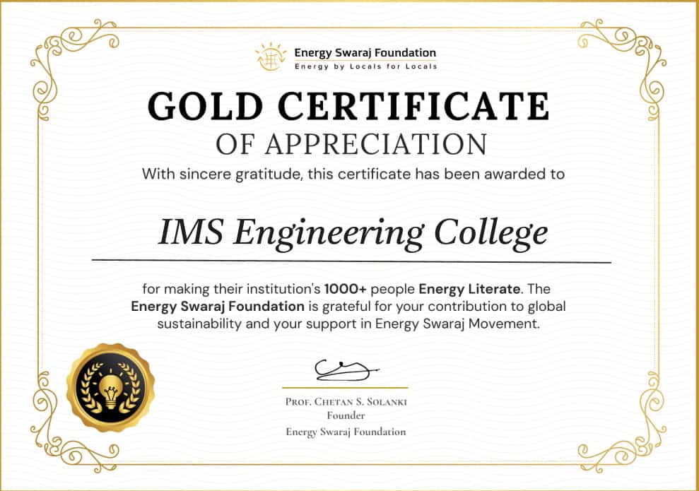 Golden Appreciation Award for the Energy literacy program