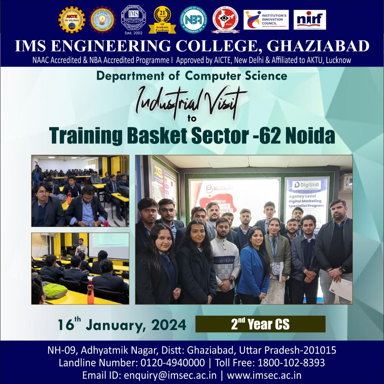 Industrial visit for 2nd year CSE students at Training Basket Sector-62 Noida